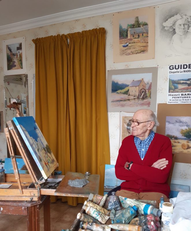 PEINTRE HENRI BARON DANS SON ATELIER DE LORIENT